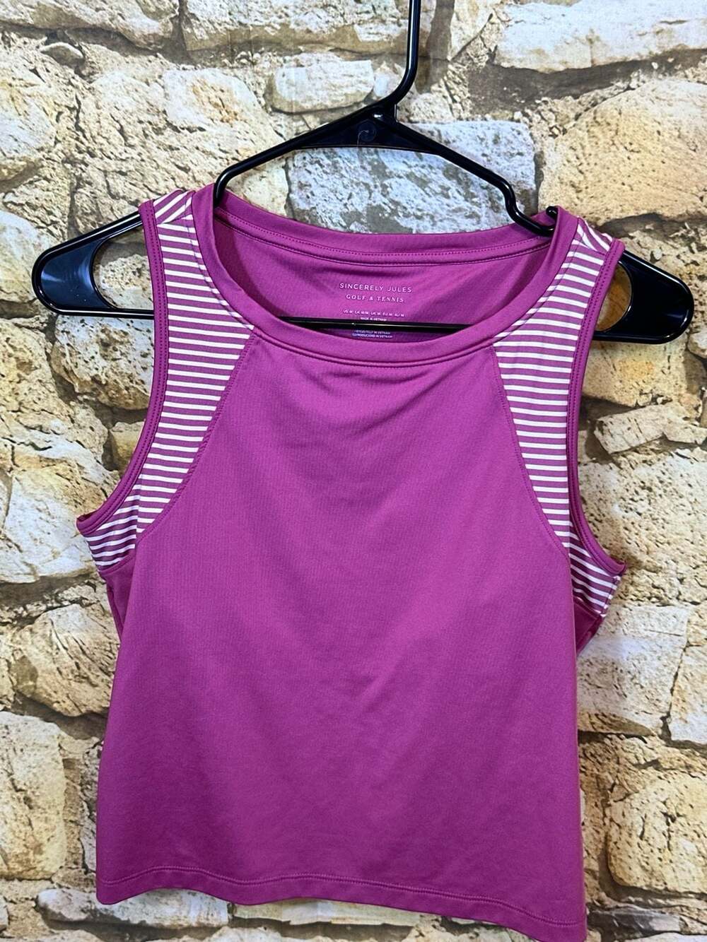 Sincerely Jules Golf & Tennis Pink Striped Active Tank Top Size Medium